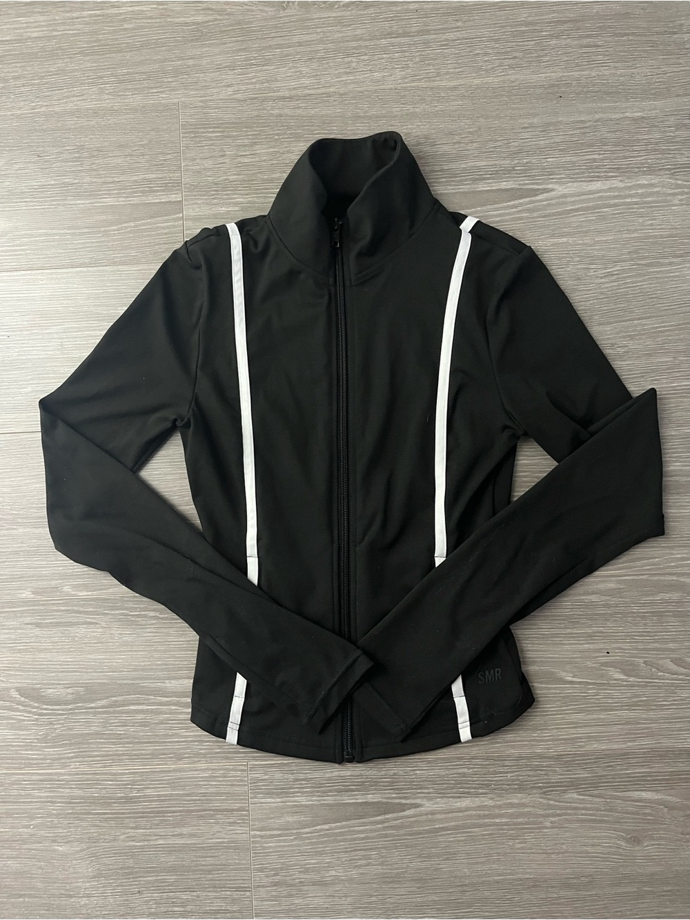 Urban Planet Black Bomber Jacket with White Stripe Detail